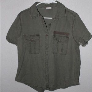 Olive Green Button Down T-shirt